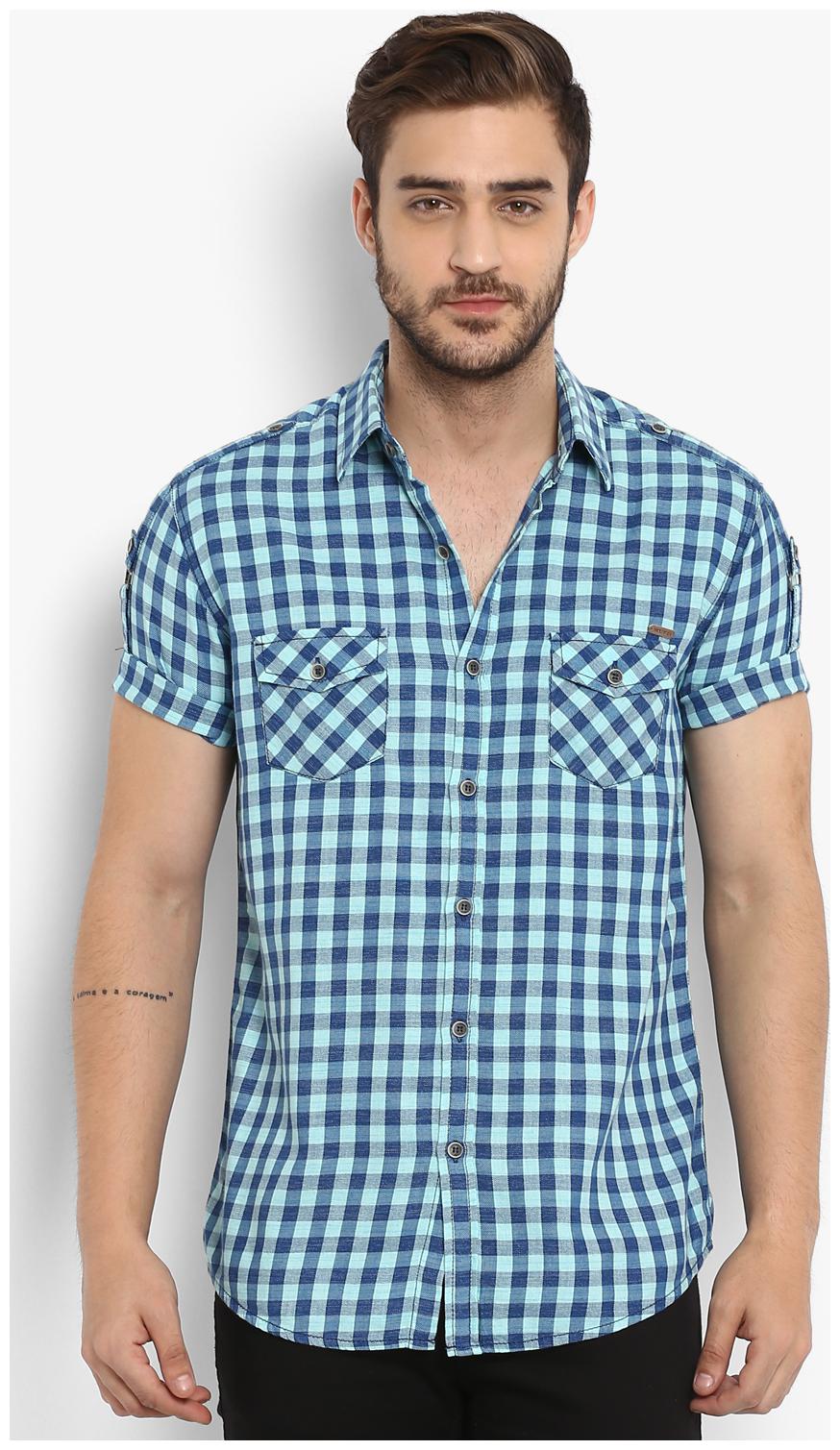 

Mufti Men Blue Checked Slim Fit Casual Shirt