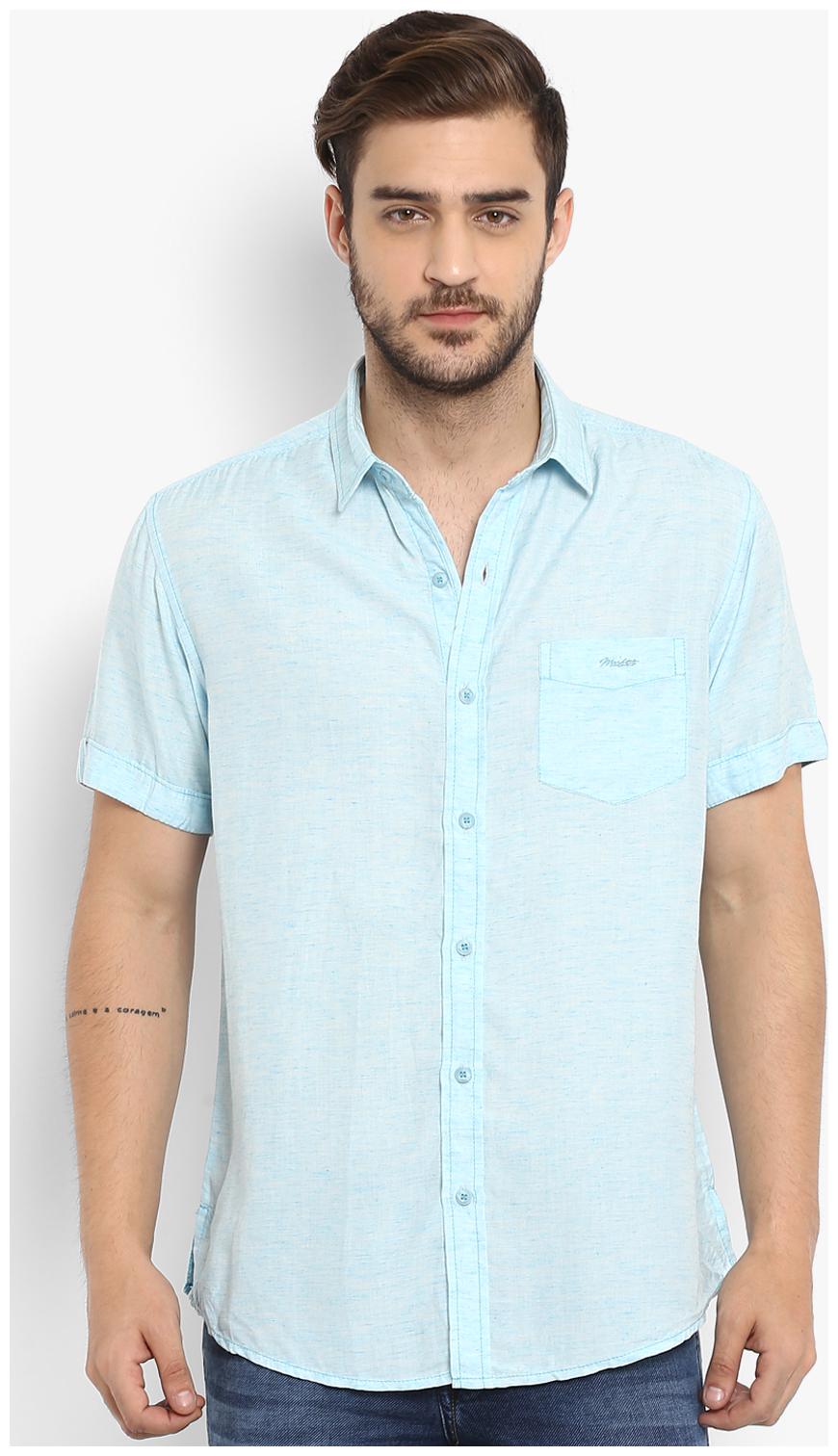 

Mufti Men Blue Solid Slim Fit Casual Shirt