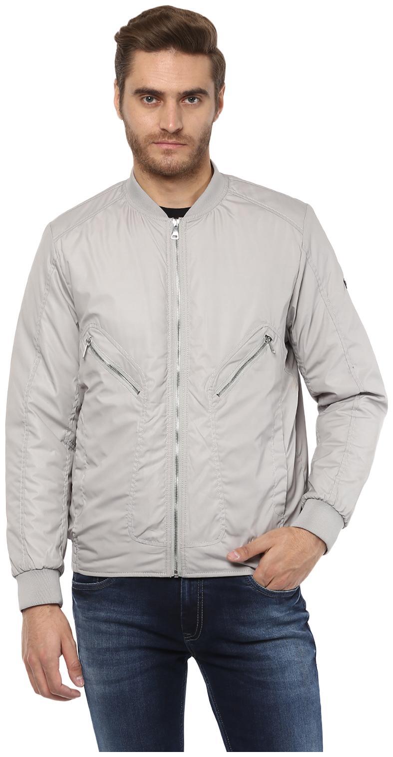 

Mufti Men Grey Solid Bomber jacket