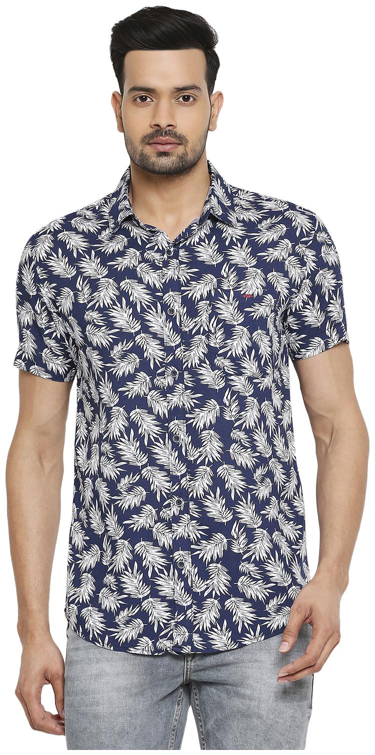 

Mufti Men Blue Floral Slim Fit Casual Shirt