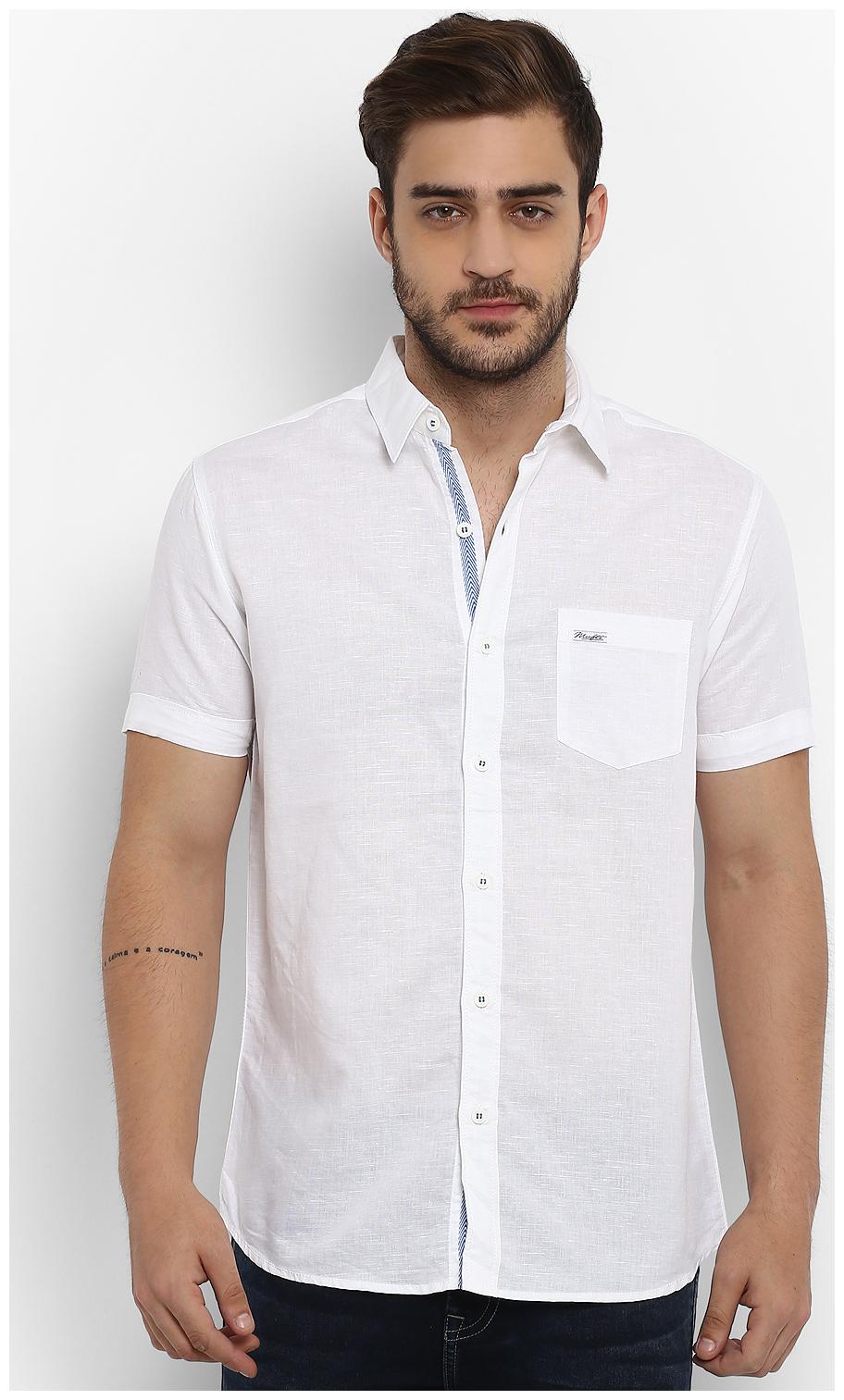 

Mufti Men White Solid Slim Fit Casual Shirt