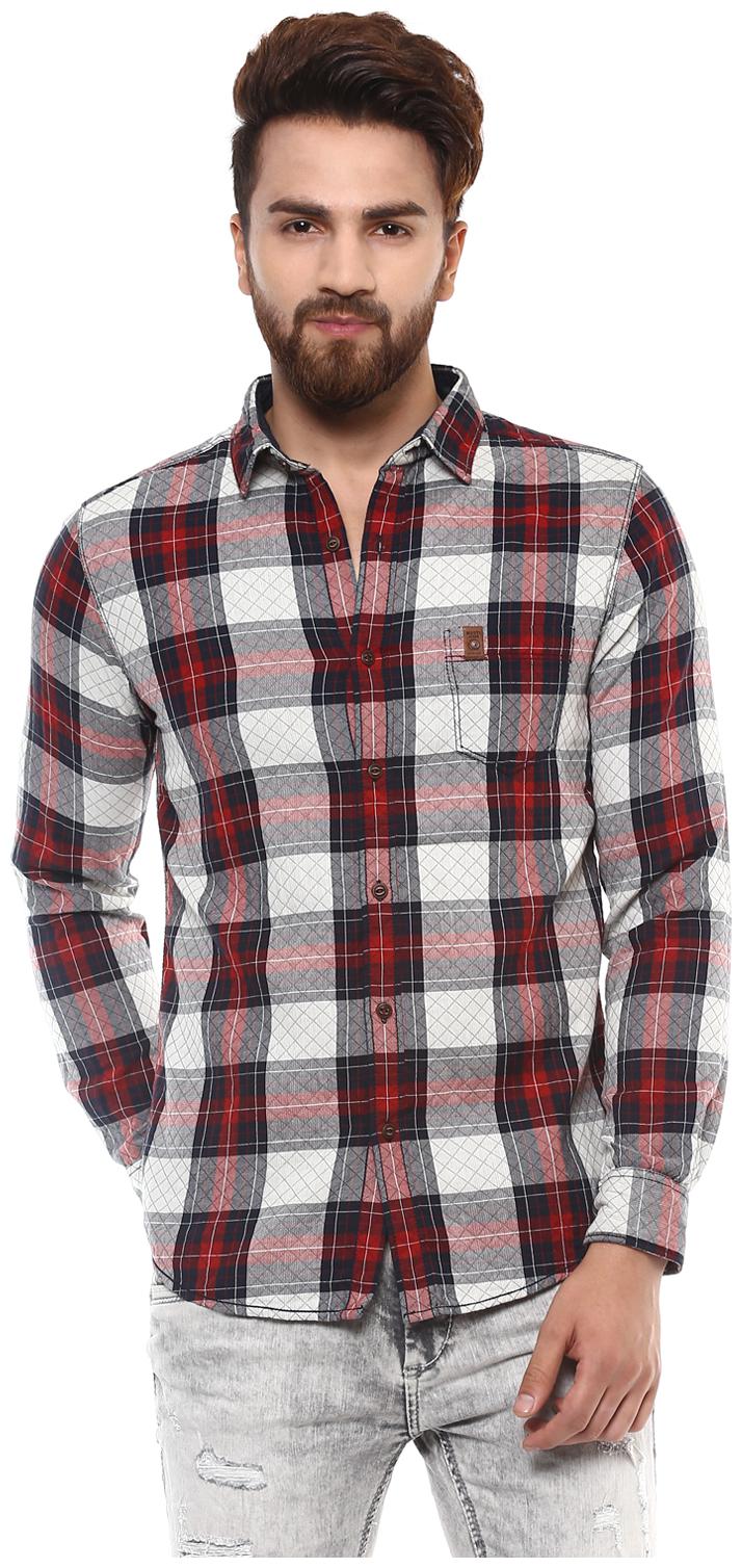 

Mufti Men White Checked Slim Fit Casual Shirt