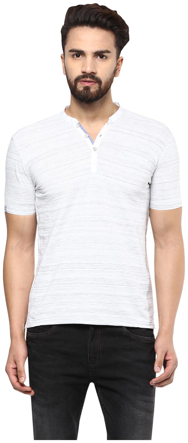 

Mufti Men White Slim fit Cotton Henley neck T-Shirt - Pack Of 1