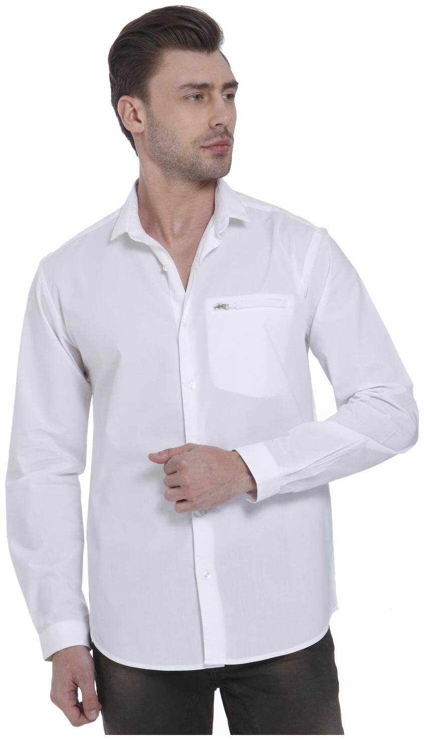 

Mufti Men White Solid Slim Fit Casual Shirt
