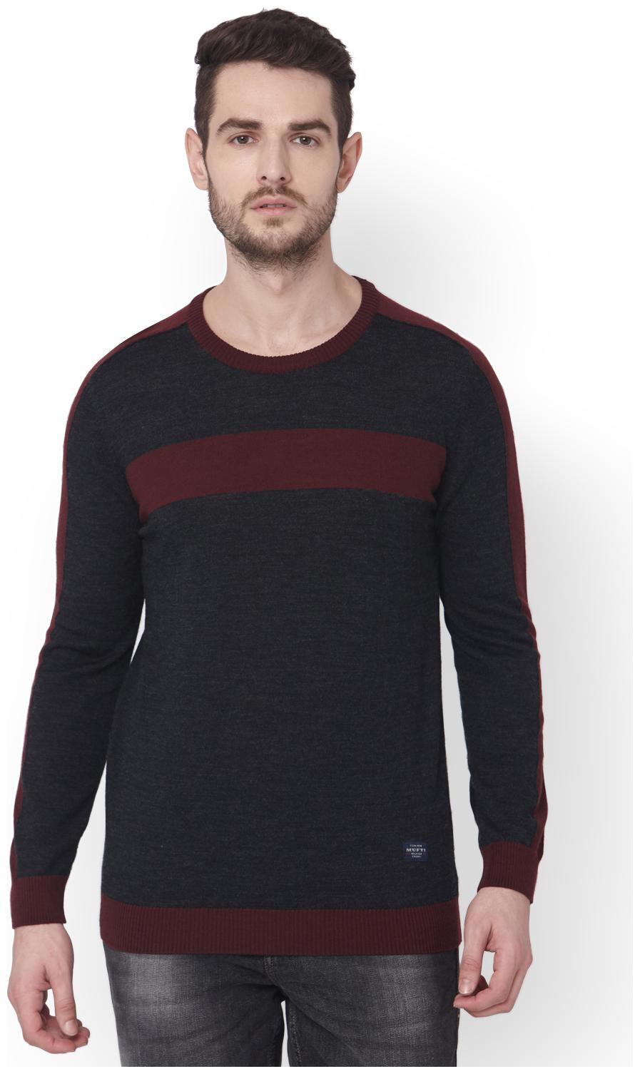

Mufti Men Grey Round neck Pullover