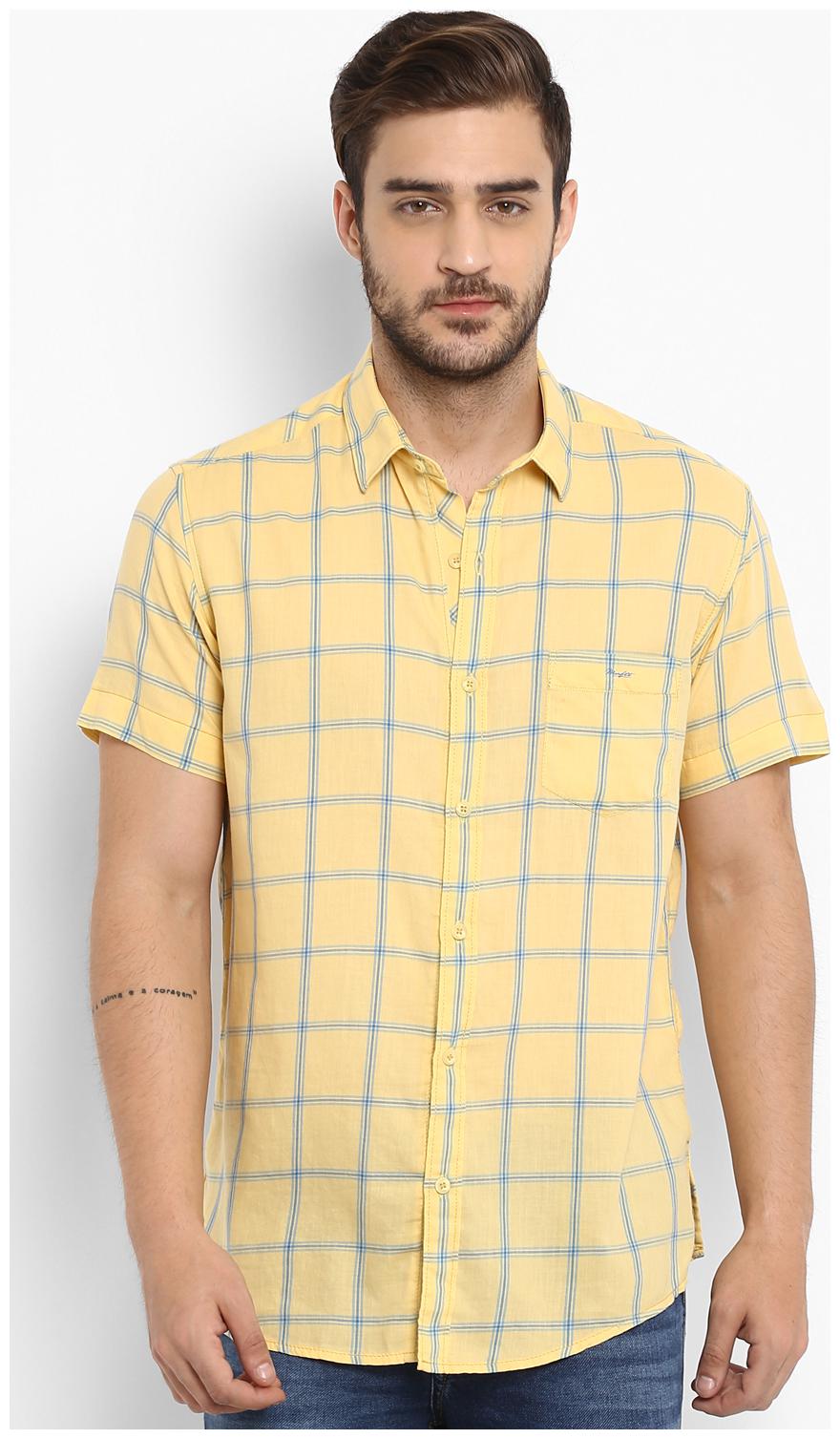 

Mufti Men Yellow Checked Slim Fit Casual Shirt