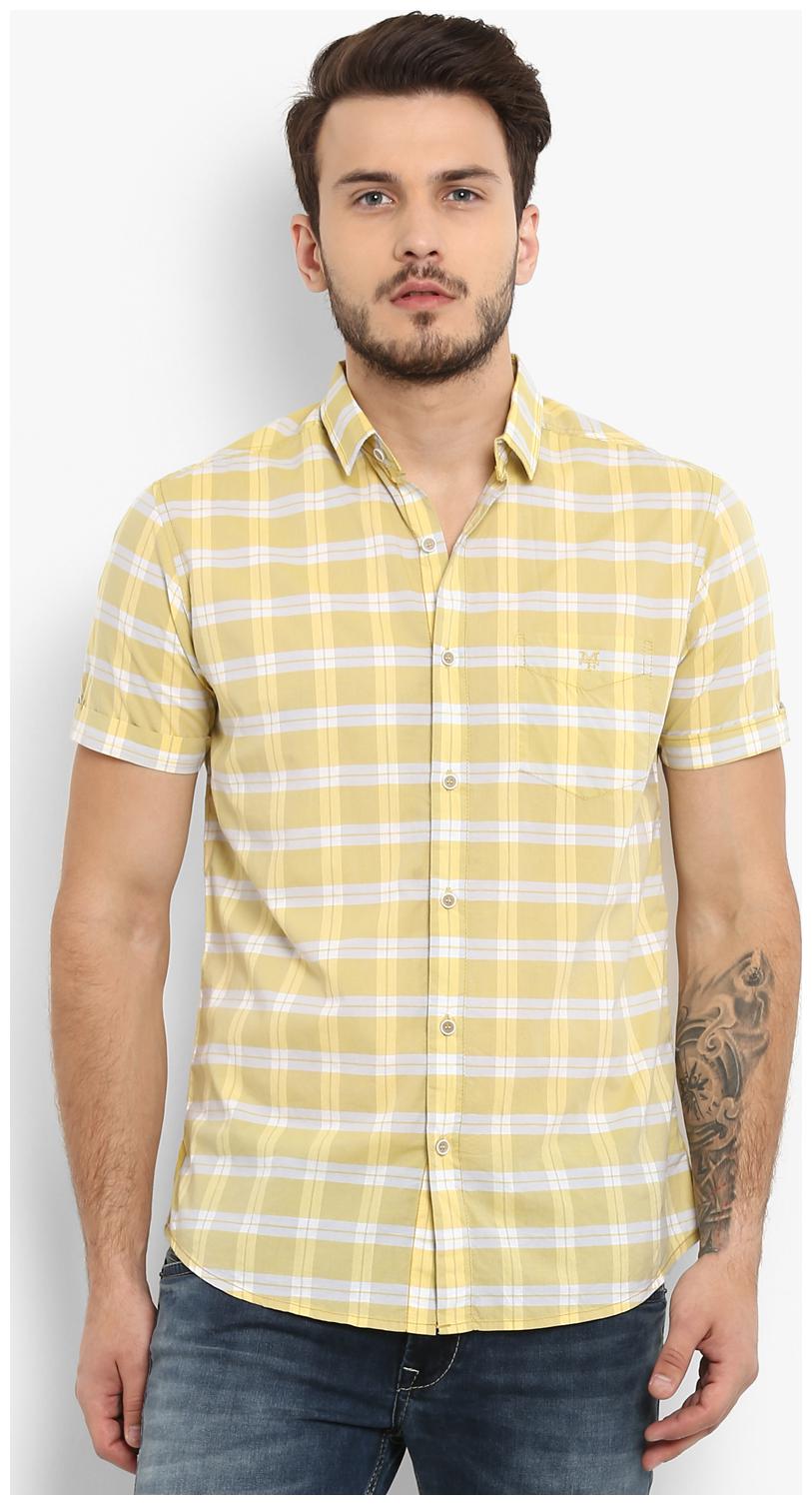 

Mufti Men Yellow Checked Slim Fit Casual Shirt