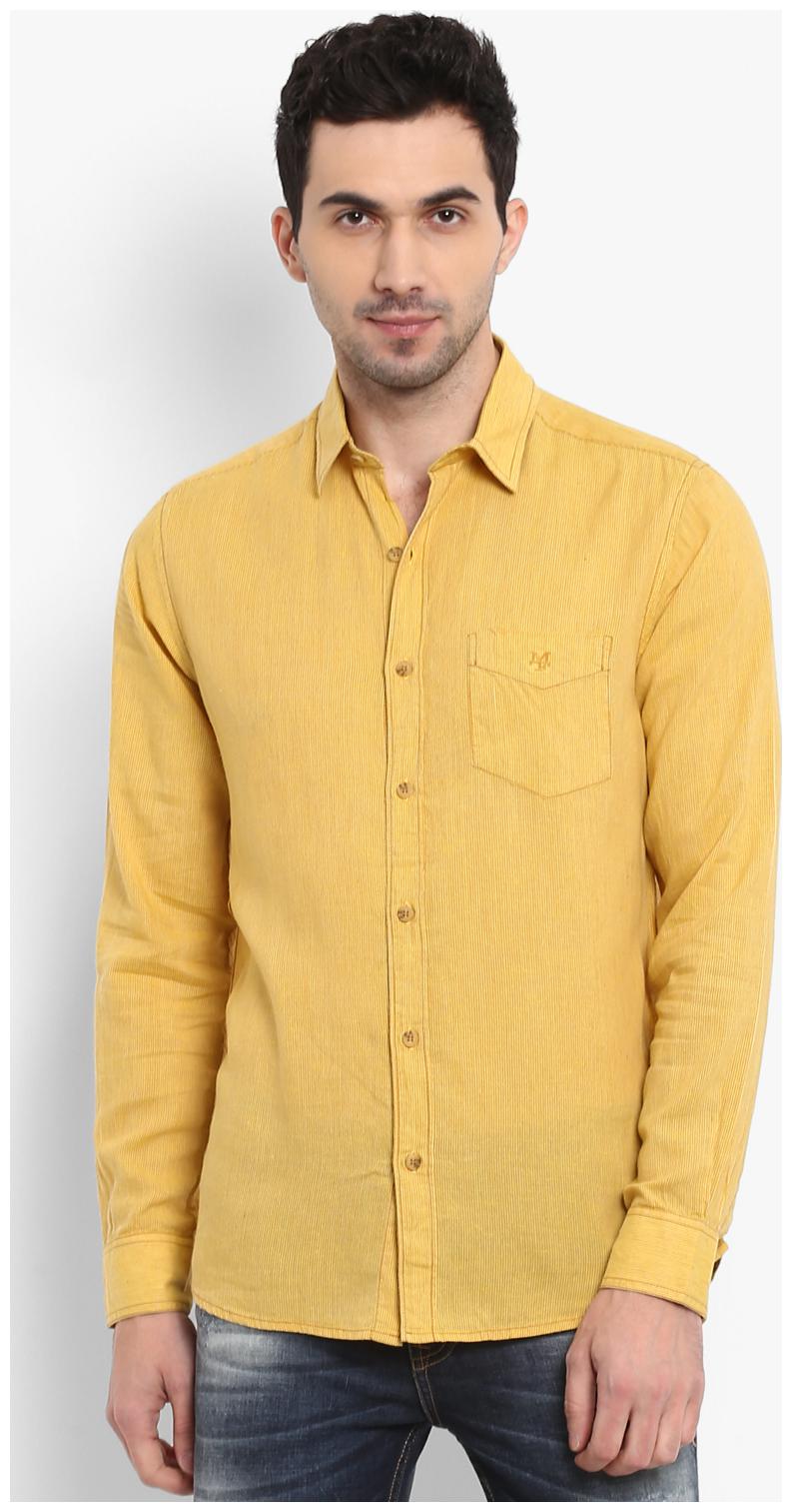 

Mufti Men Yellow Pinstrips Slim Fit Casual Shirt