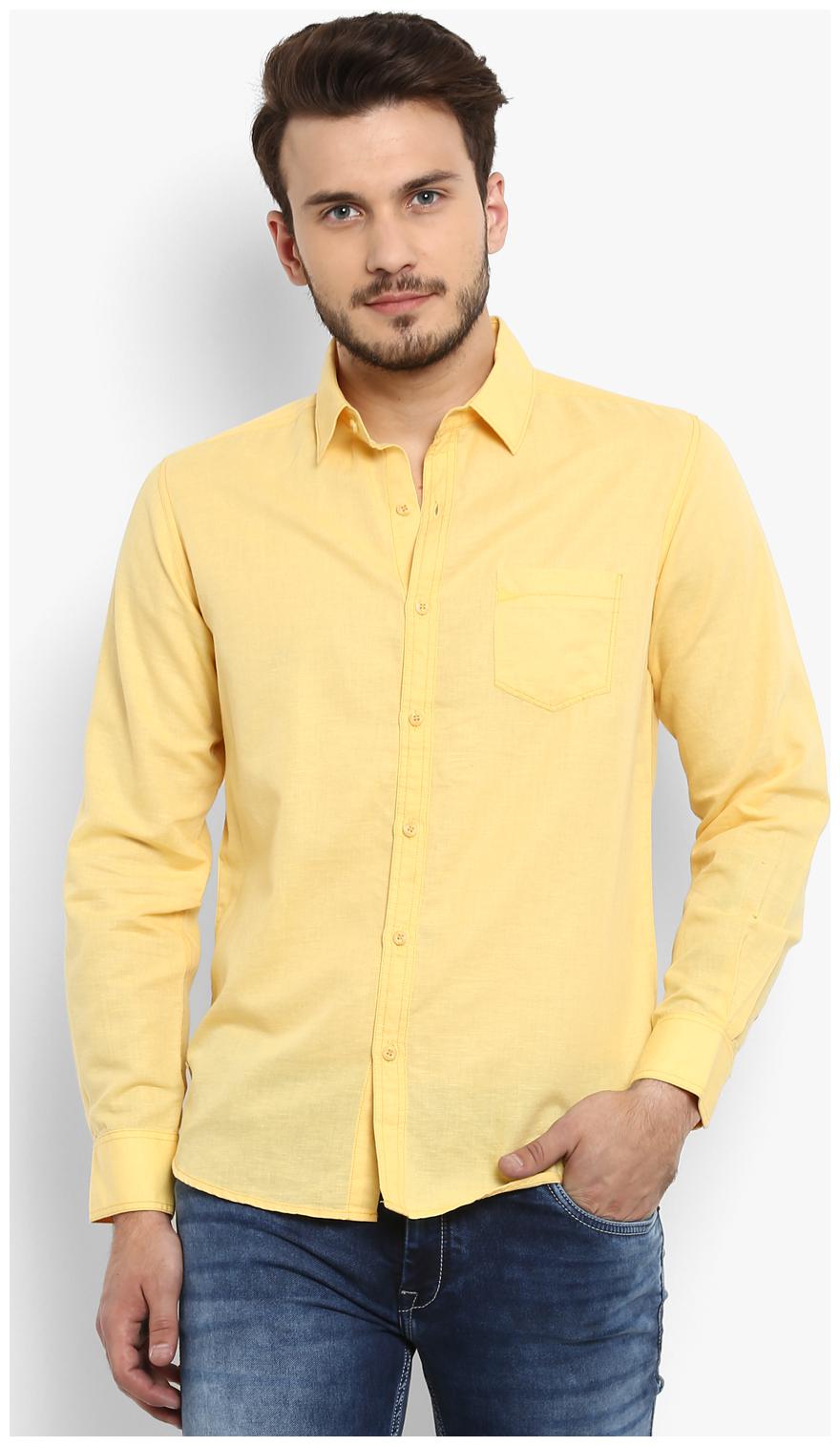 

Mufti Men Yellow Solid Slim Fit Casual Shirt
