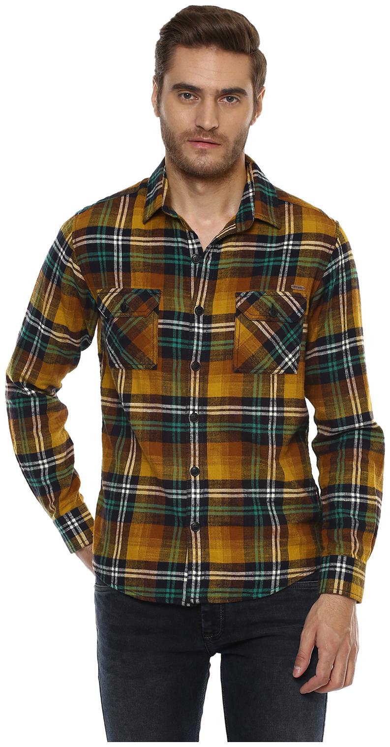 

Mufti Men Yellow Checked Slim Fit Casual Shirt