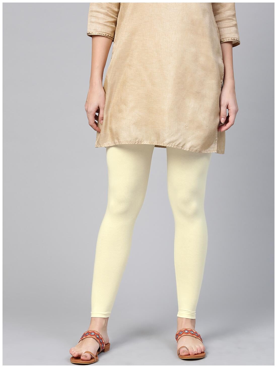 

MUKA Cotton Lycra Churidar - Cream