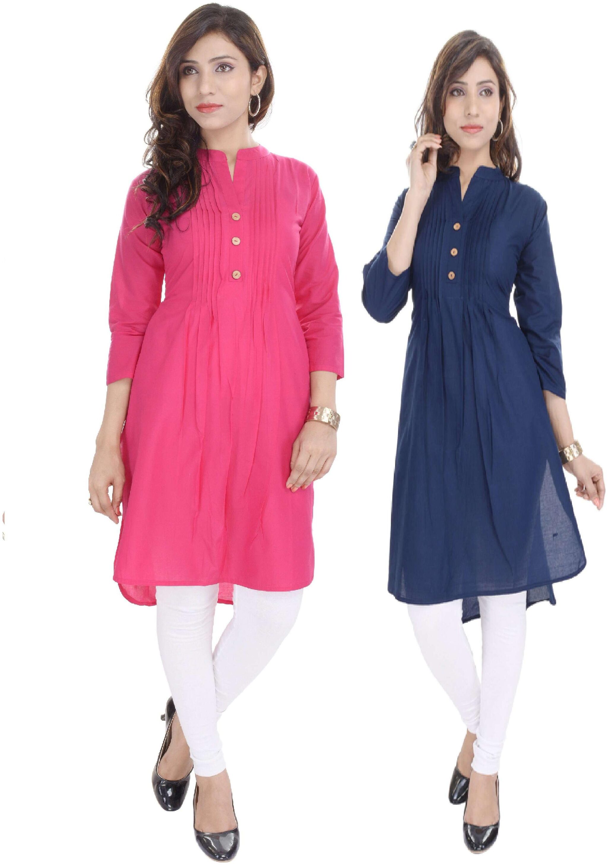 

multi colored cotton combo kurta