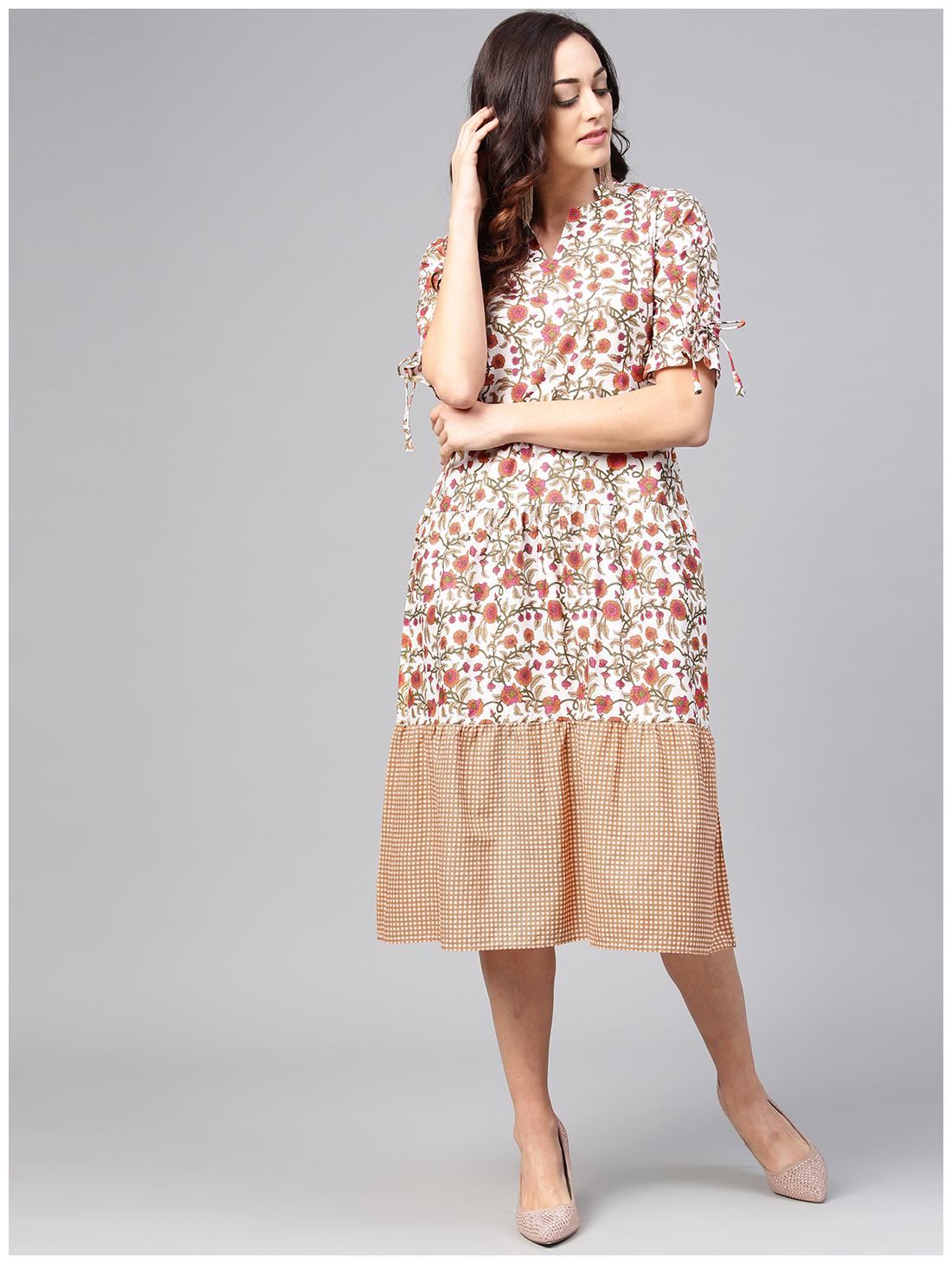 

AASI- HOUSE OF NAYO White Printed A-line dress