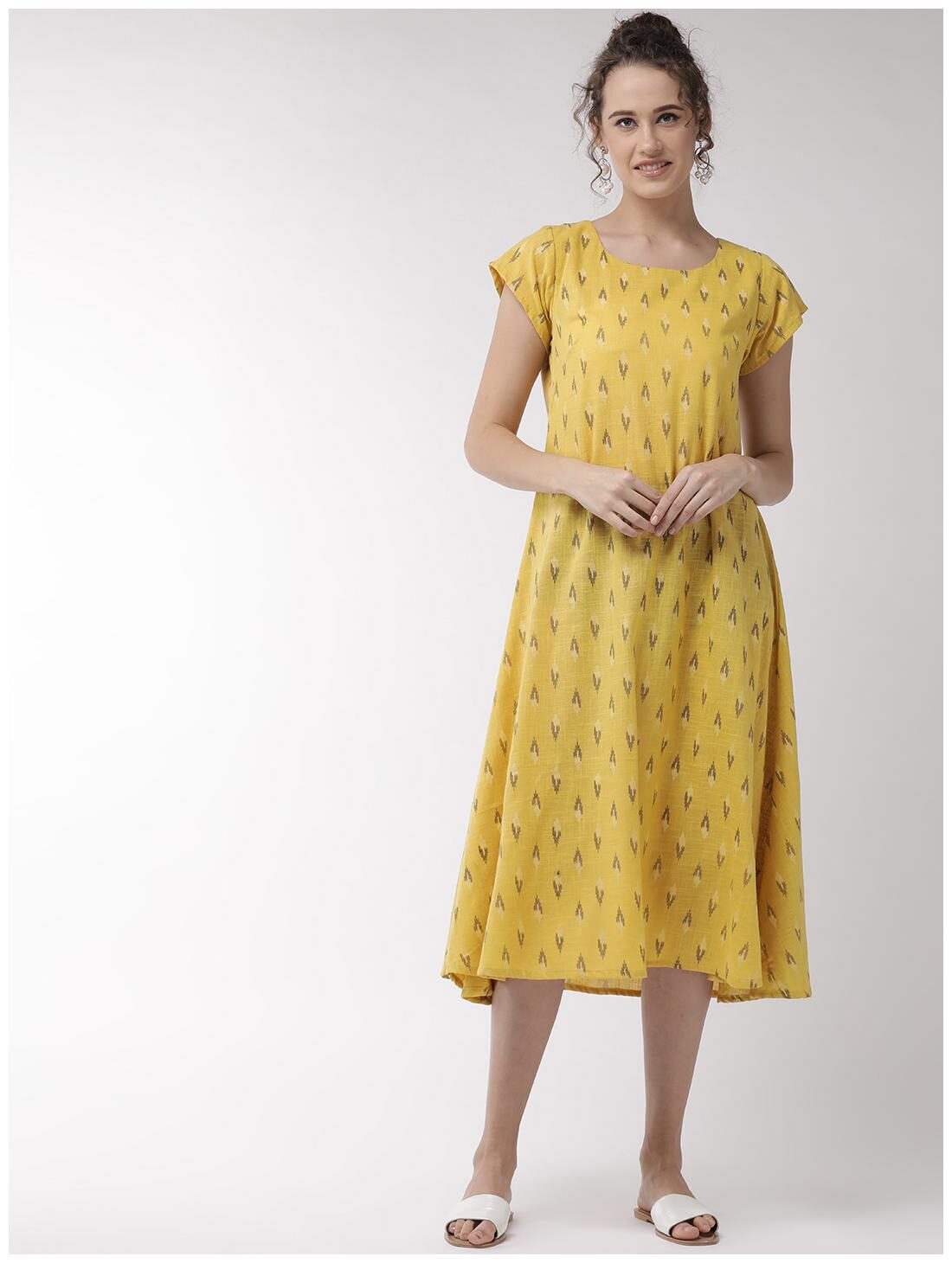 

Mustard Cape Sleeve Dress