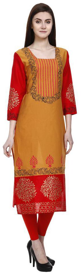 

Tamanna Women Yellow Printed Straight Kurta