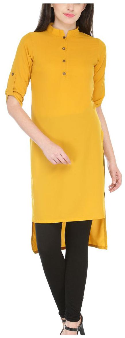 

Enchanted Drapes Women Yellow Solid Regular Kurti