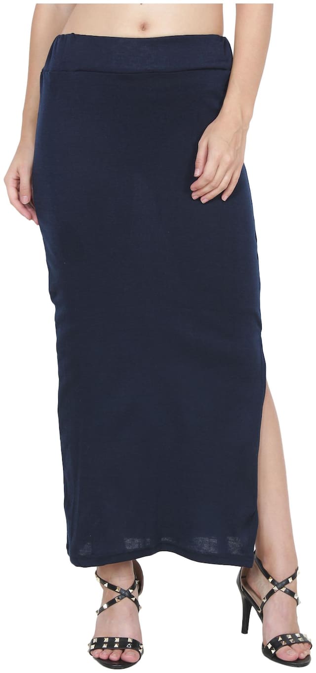 My Swag Solid Pencil skirt Maxi Skirt - Navy