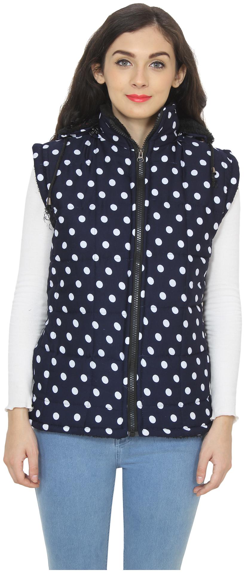 

My Swag Women Polka Dots Quilted Jacket - Blue