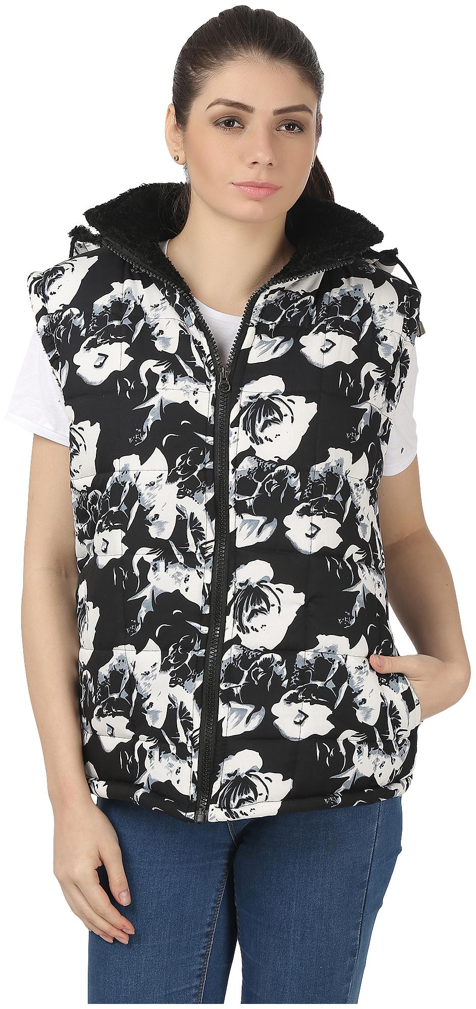 

My Swag Women Floral Quilted Jacket - Black