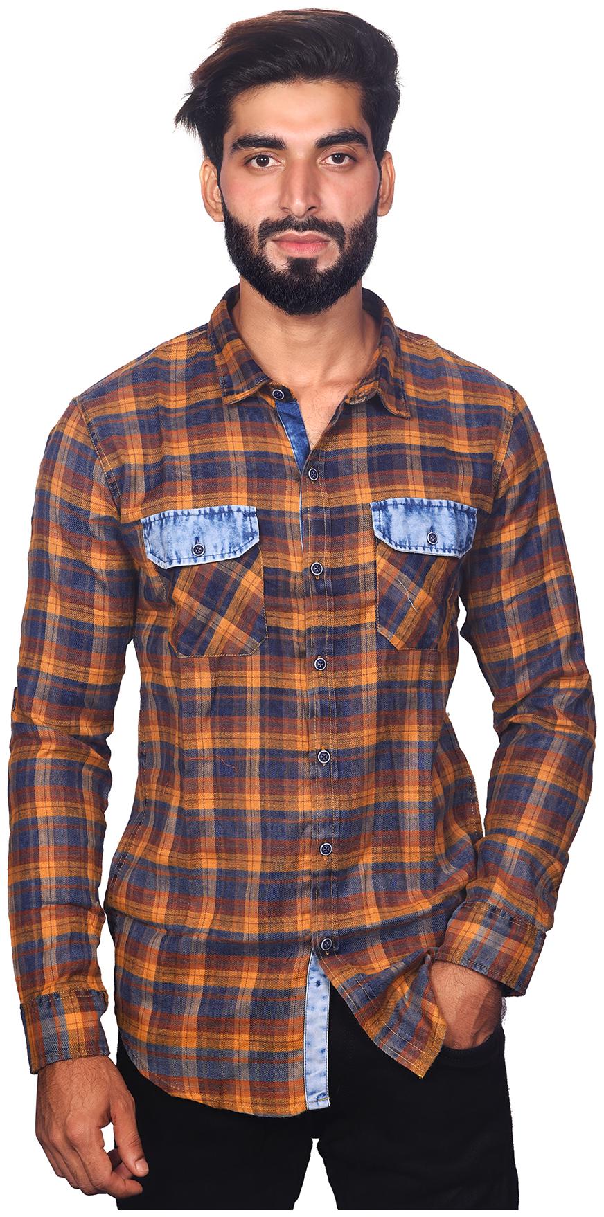 

Myra Men Brown Checked Slim Fit Casual Shirt