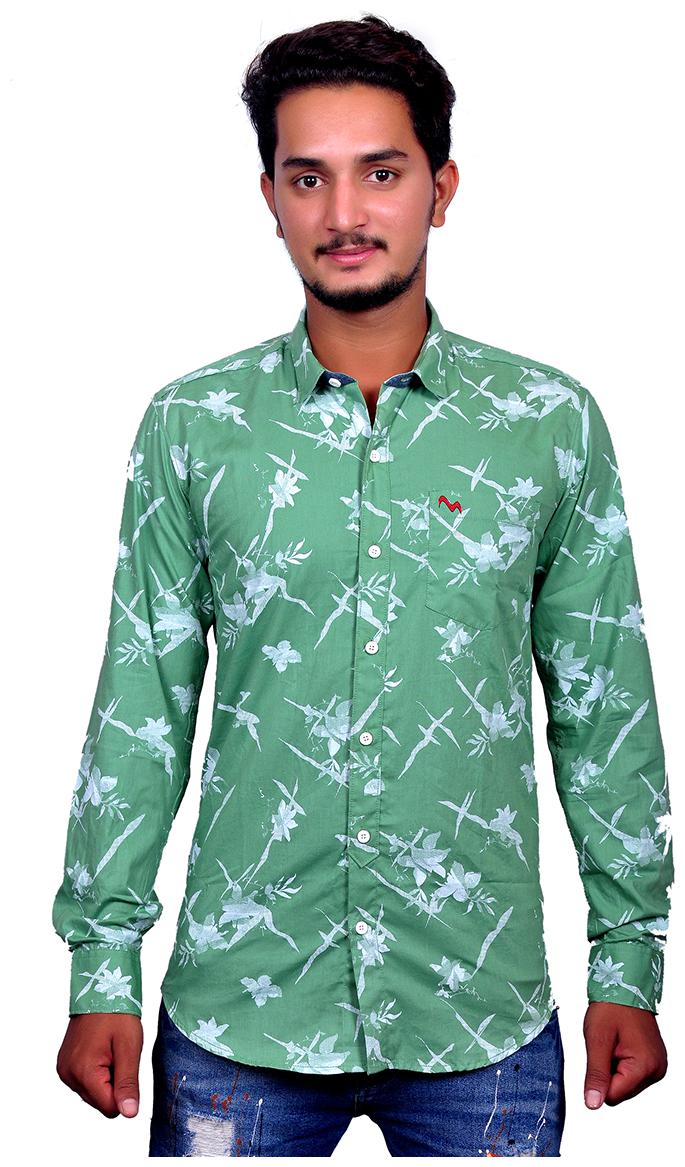 

Myra Men Green Floral Slim Fit Casual Shirt