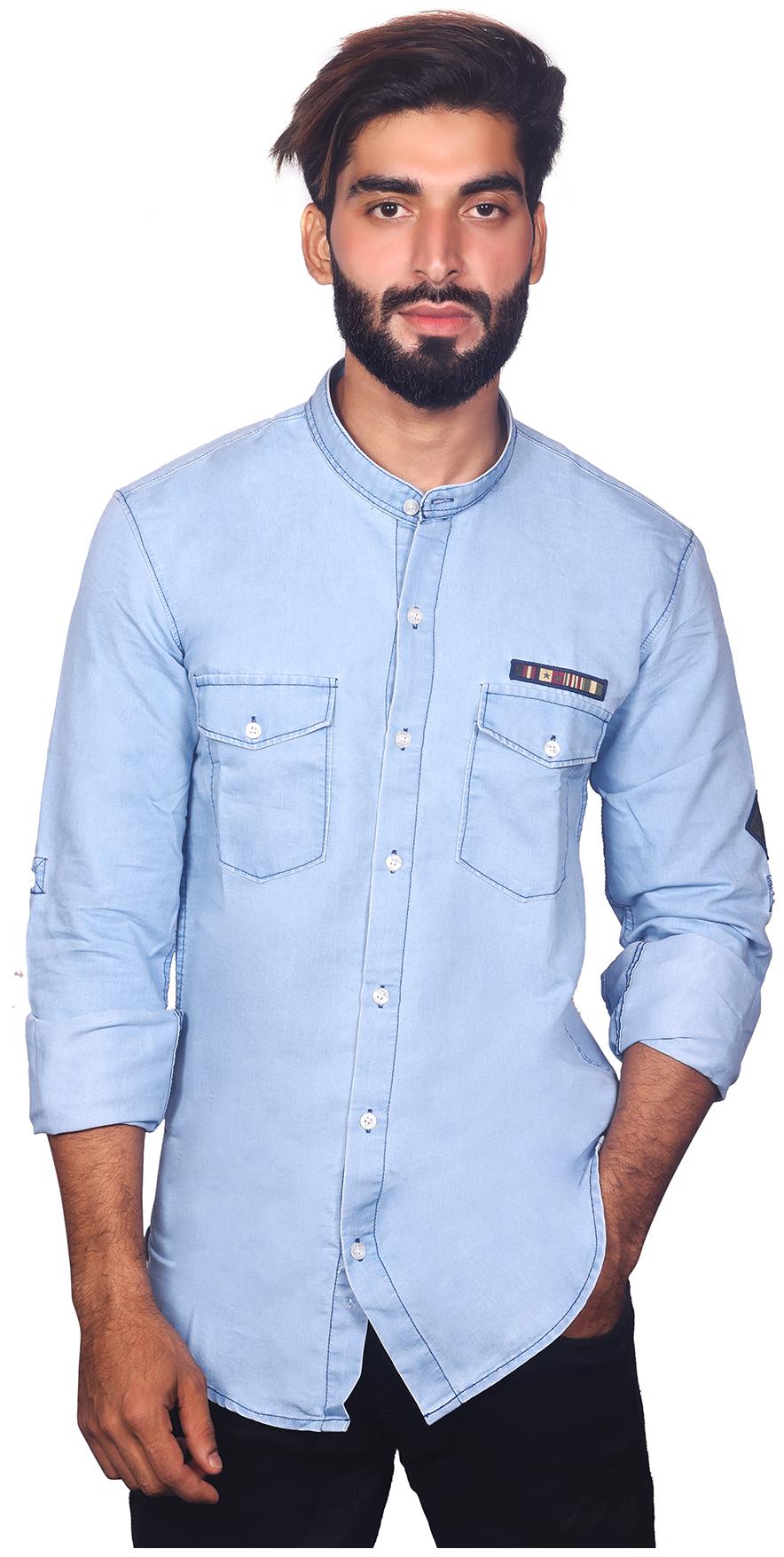 

Myra Men Blue Faded Slim Fit Casual Shirt