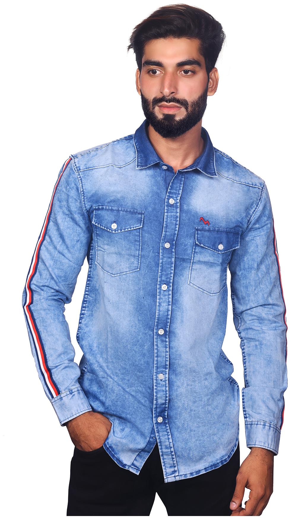 

Myra Men Blue Faded Slim Fit Casual Shirt