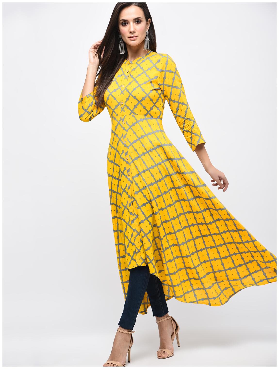 

Myshka Cotton Solid Women Green Kurta