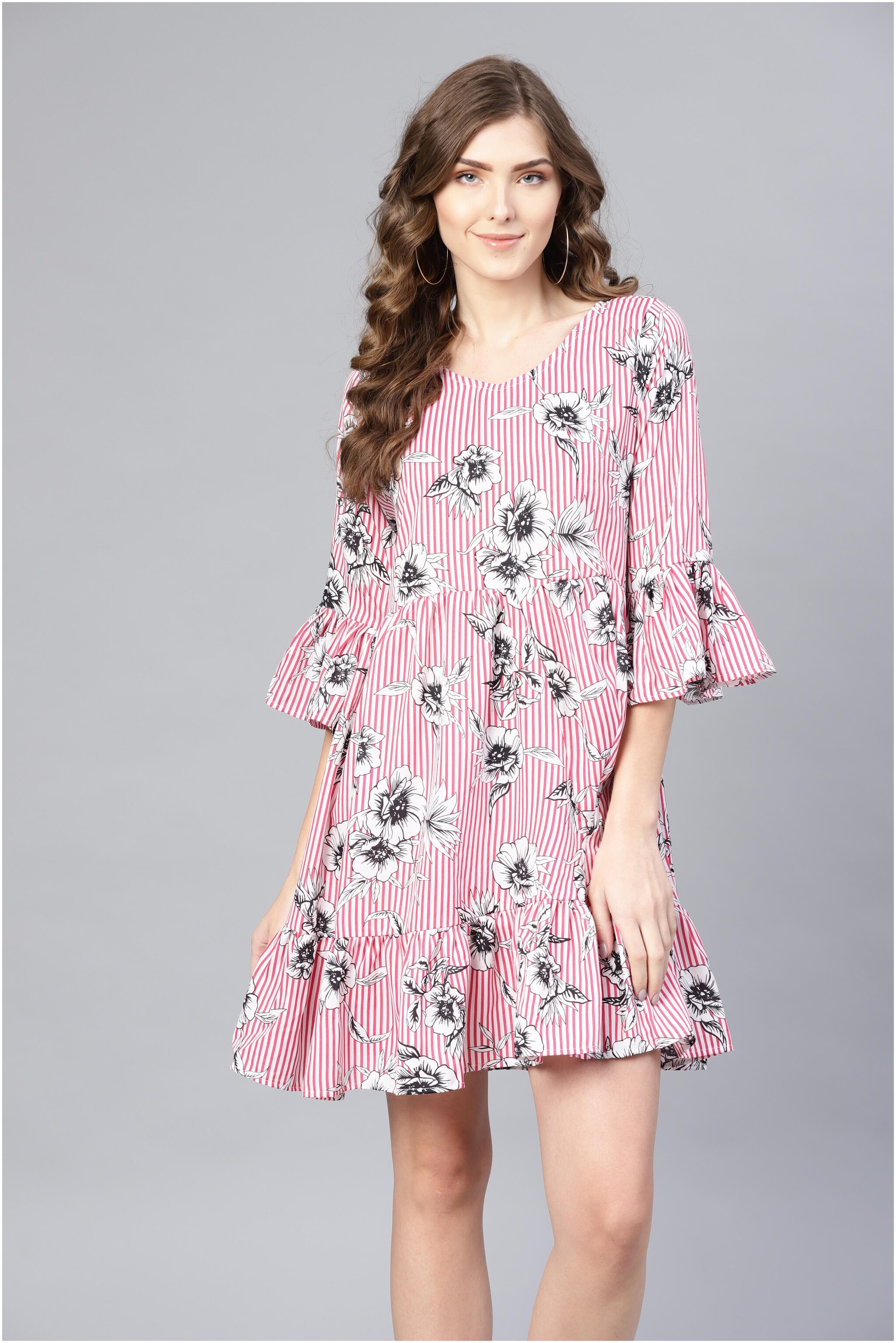 

Myshka Black Printed Fit flare dress