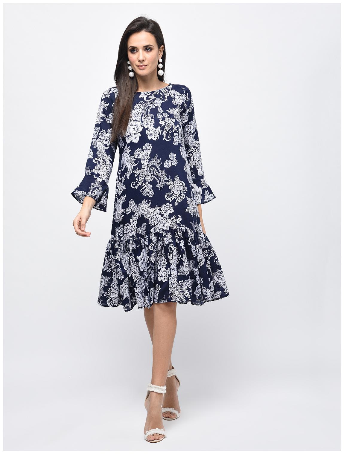 

Myshka Blue Floral Fit flare dress