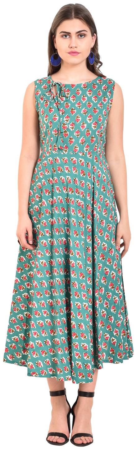 

Myshka Rayon Sea Green A Line Kurti For Women