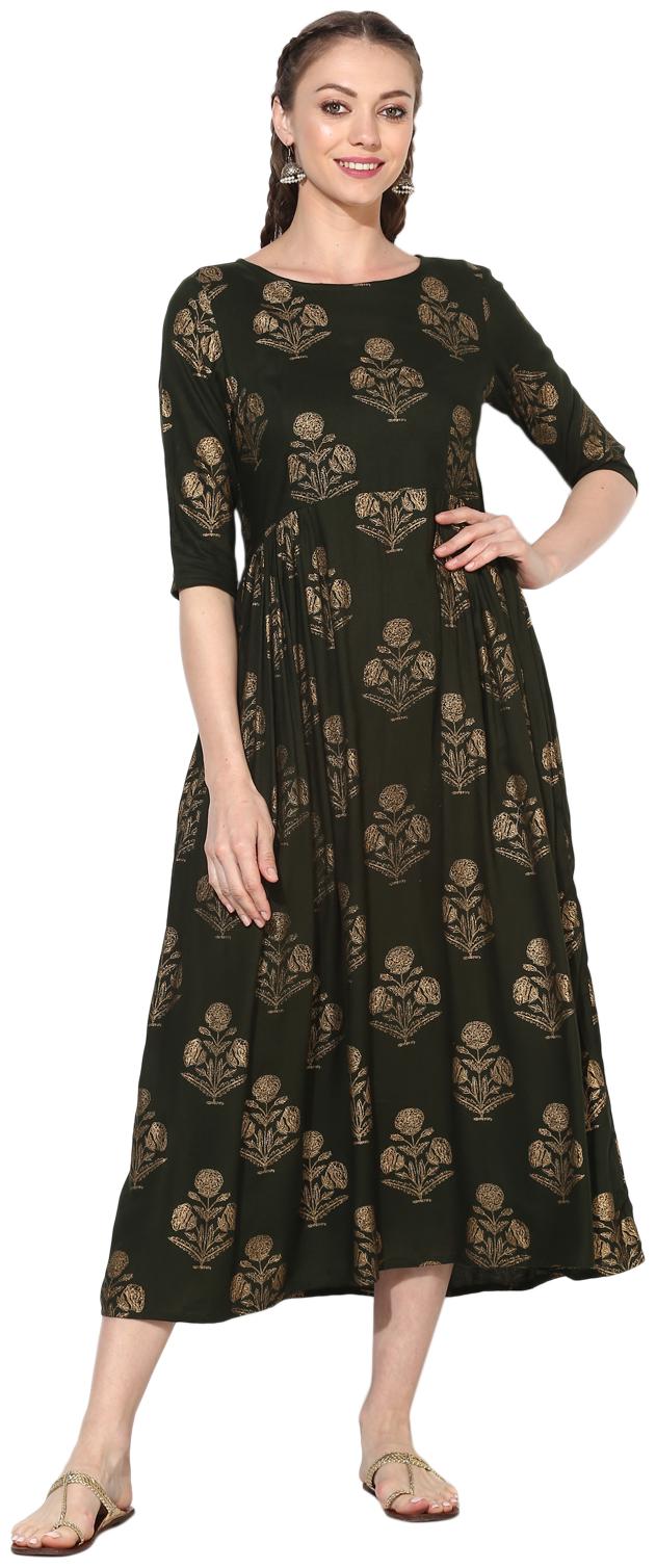 

Myshka Black Printed Fit flare dress