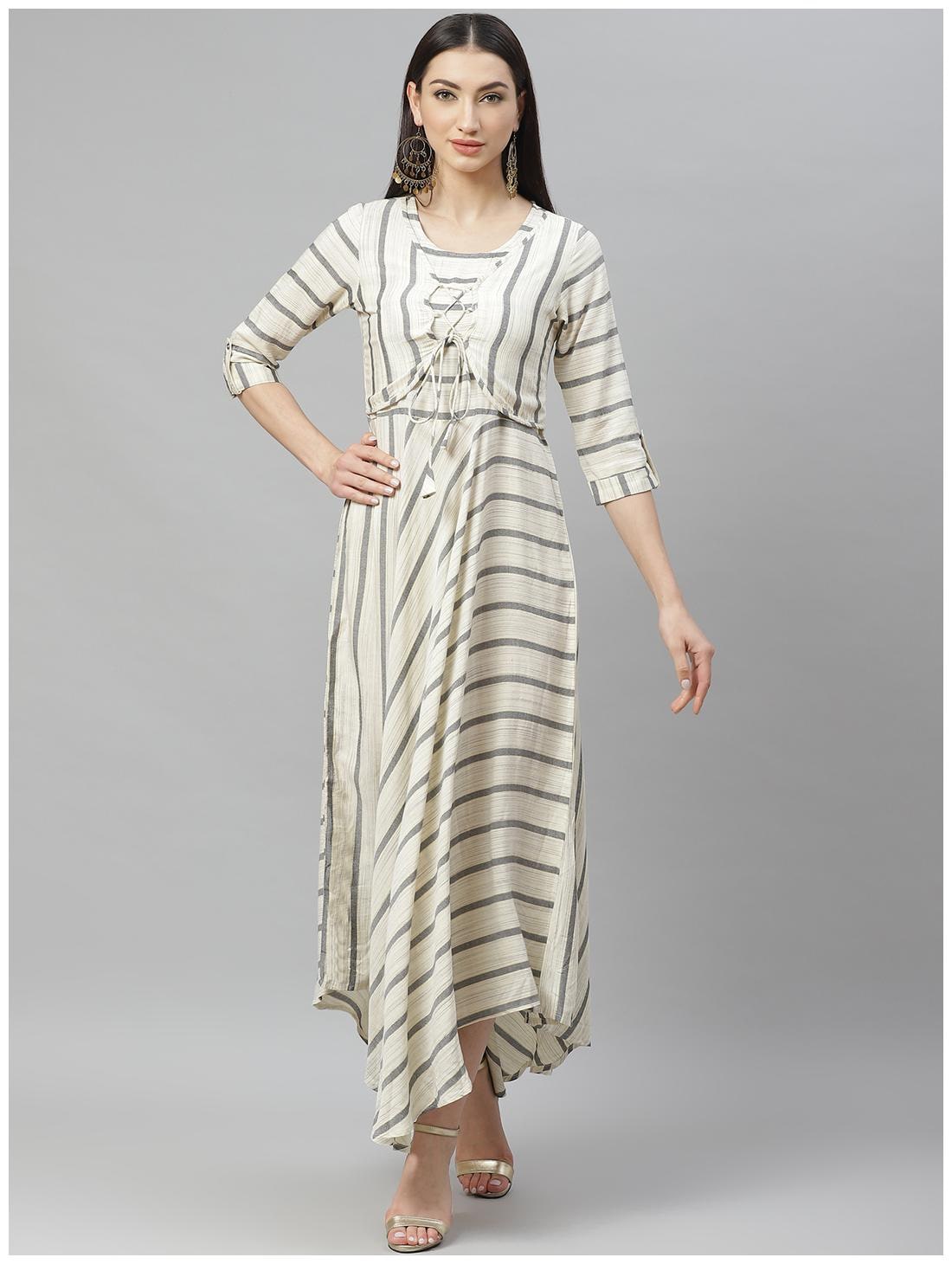 

Myshka Cotton Printed Blue Color A Line Dress
