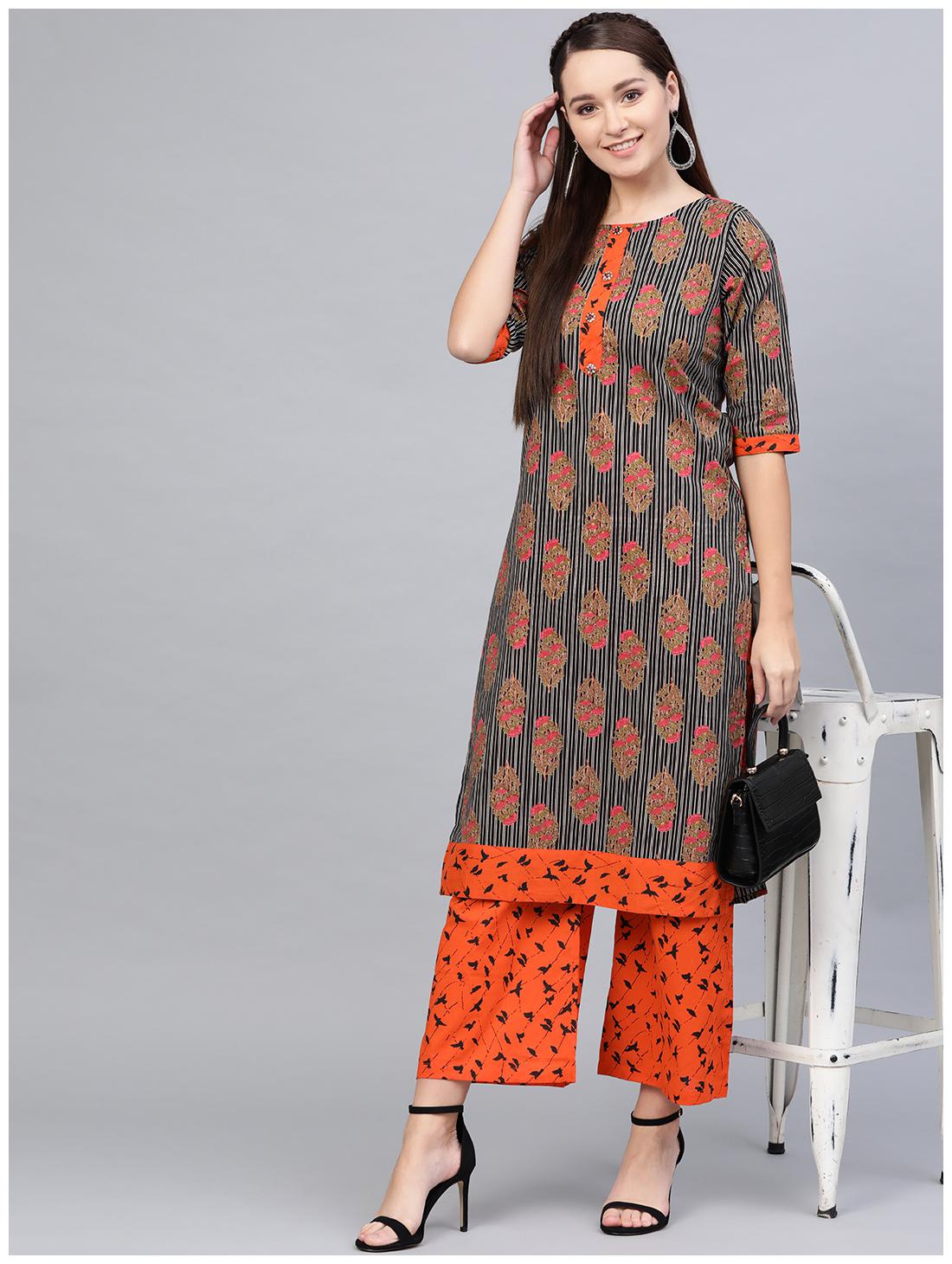 

Myshka Women Multi Floral Regular Kurta With Palazzo