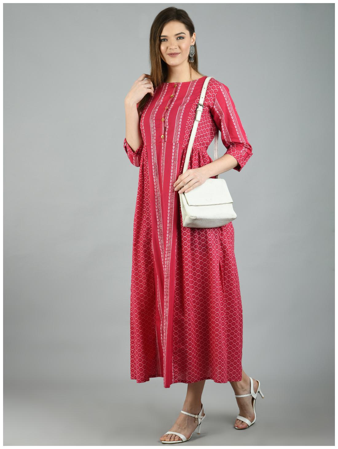 

Myshka Pink Printed Fit flare dress