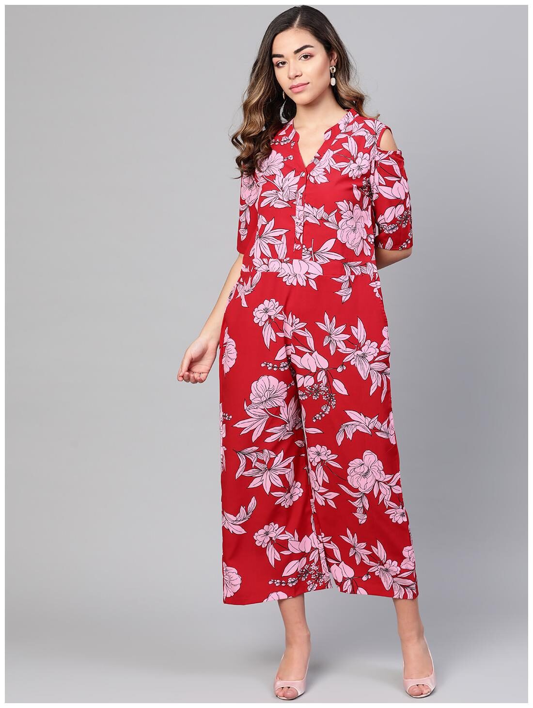 

Myshka Floral Jumpsuit - Red