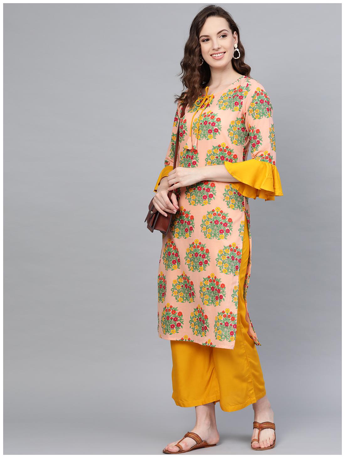 

Myshka Women Multi Floral Regular Kurta With Palazzo