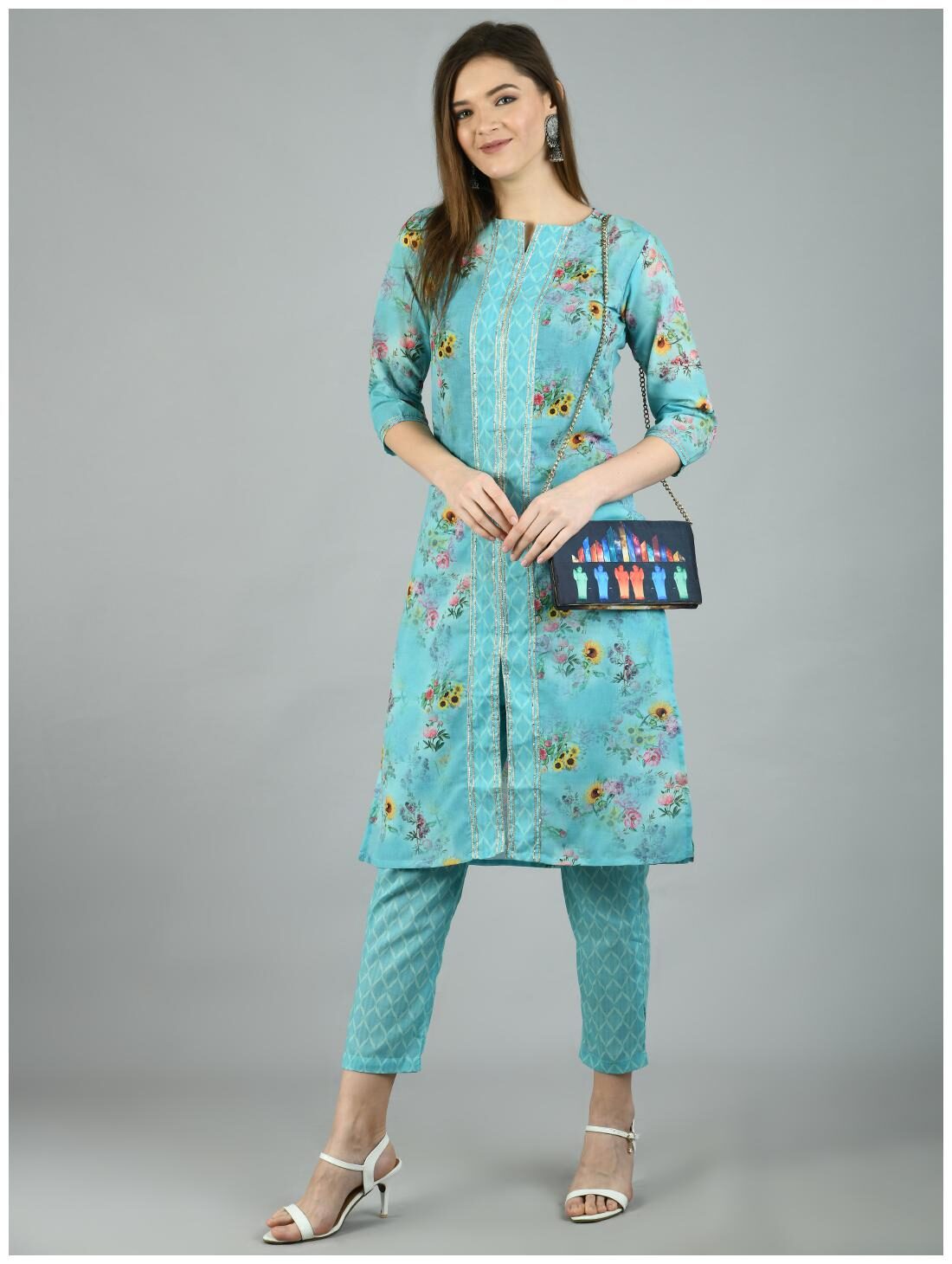 

Myshka Women Multi Floral Regular Kurta With Pants