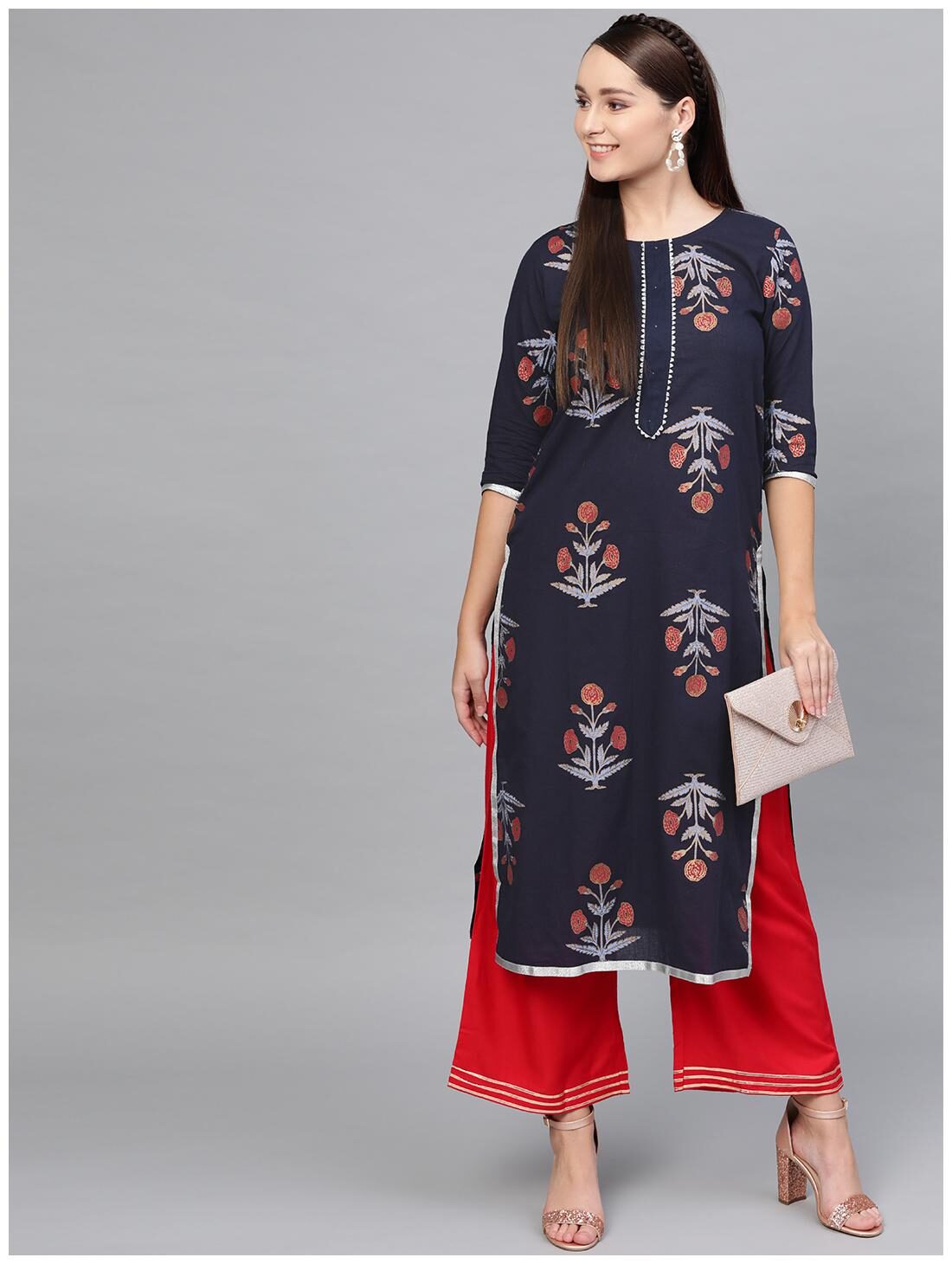 

Myshka Women Multi Floral Regular Kurta With Palazzo