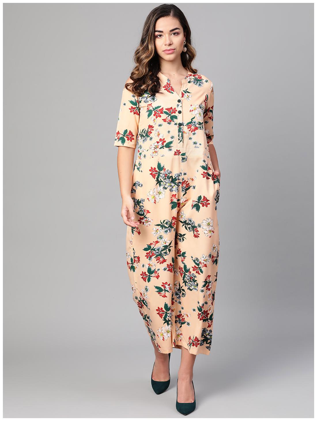 

Myshka Women Polyester Floral Peach Regular Top