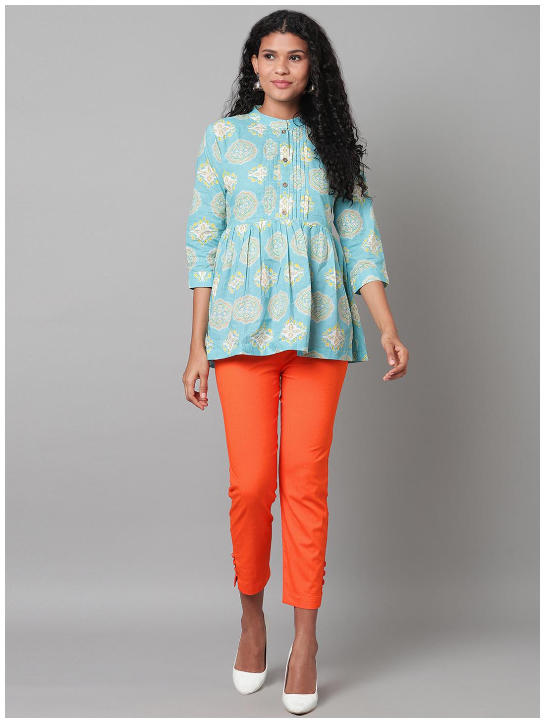

Myshka Women Viscose Rayon Solid Orange Pant
