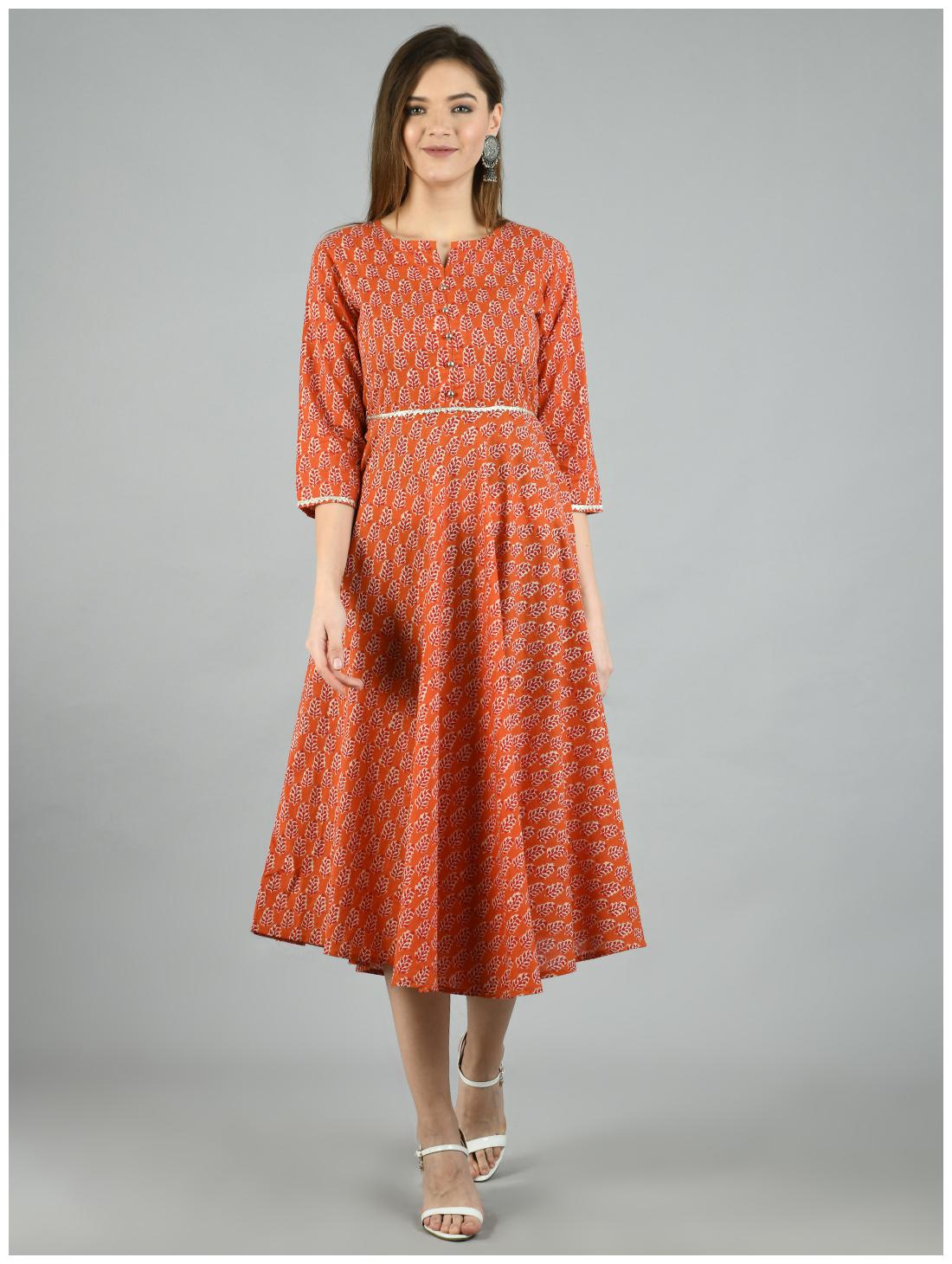 

Myshka Brown Floral Fit flare dress