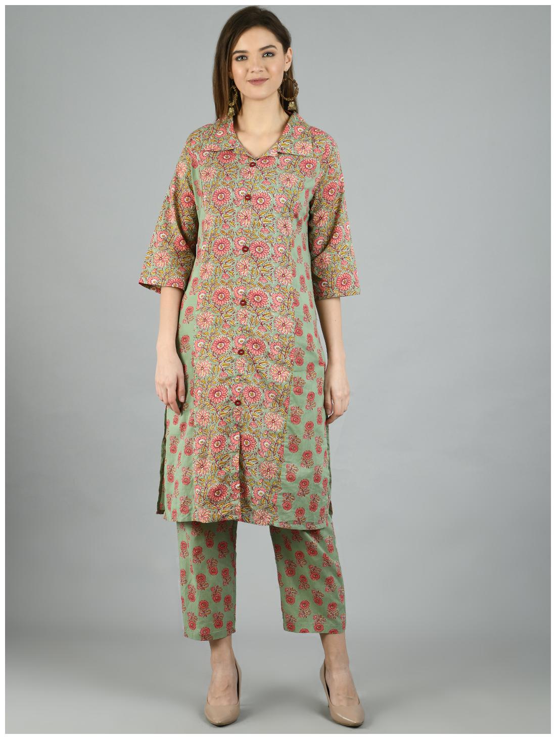 

Myshka Women Multi Floral Regular Kurta With Pants