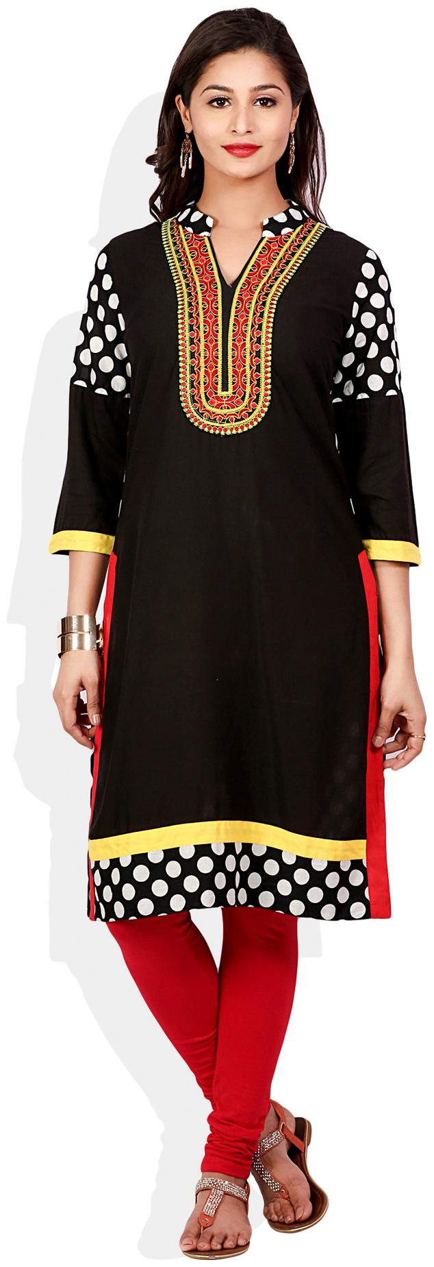 

Mytri Black Cotton Kurti