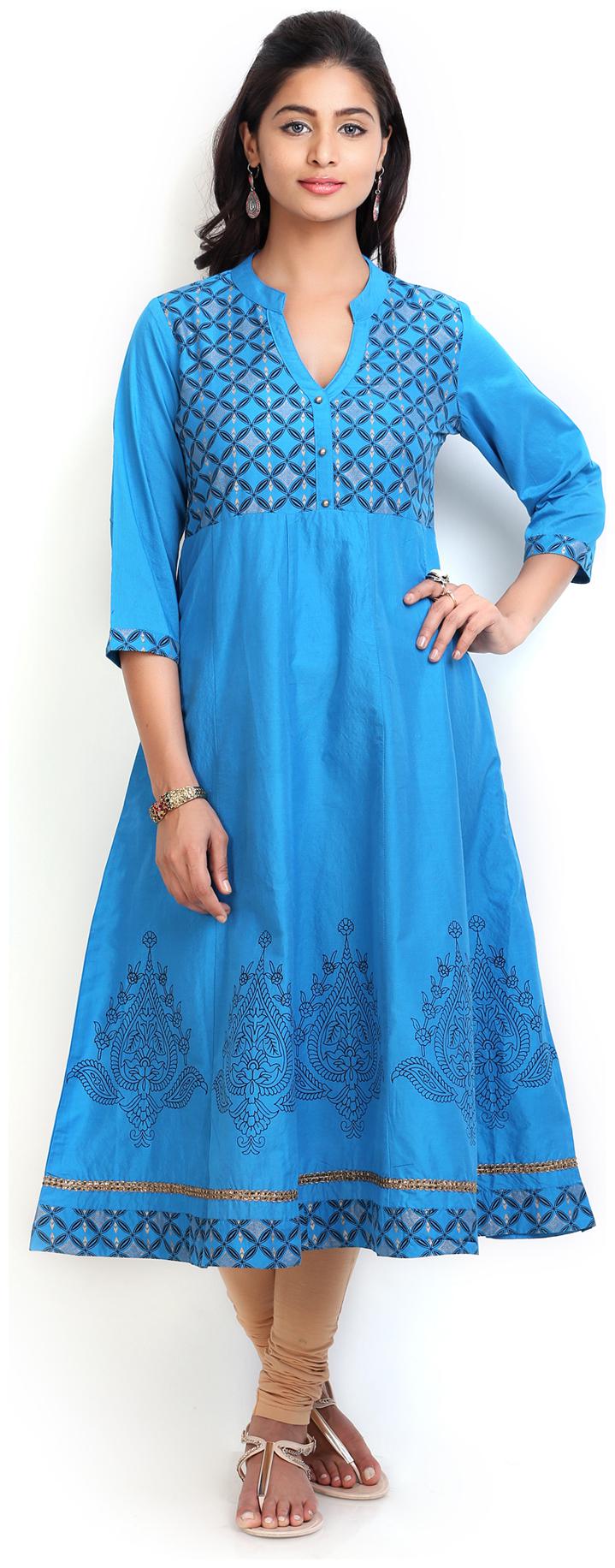 

MYTRI Women Blue Printed Anarkali Kurta