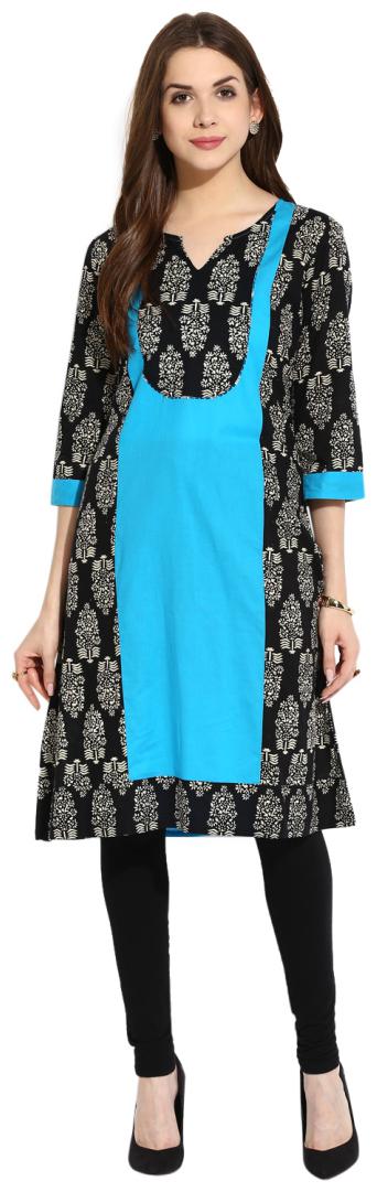

MYTRI Women Turquoise Printed Straight Kurta