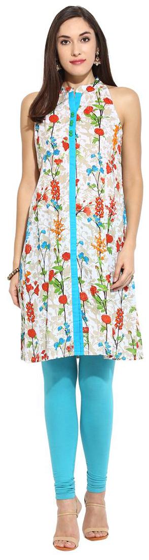 

MYTRI Women Turquoise Printed Straight Kurta