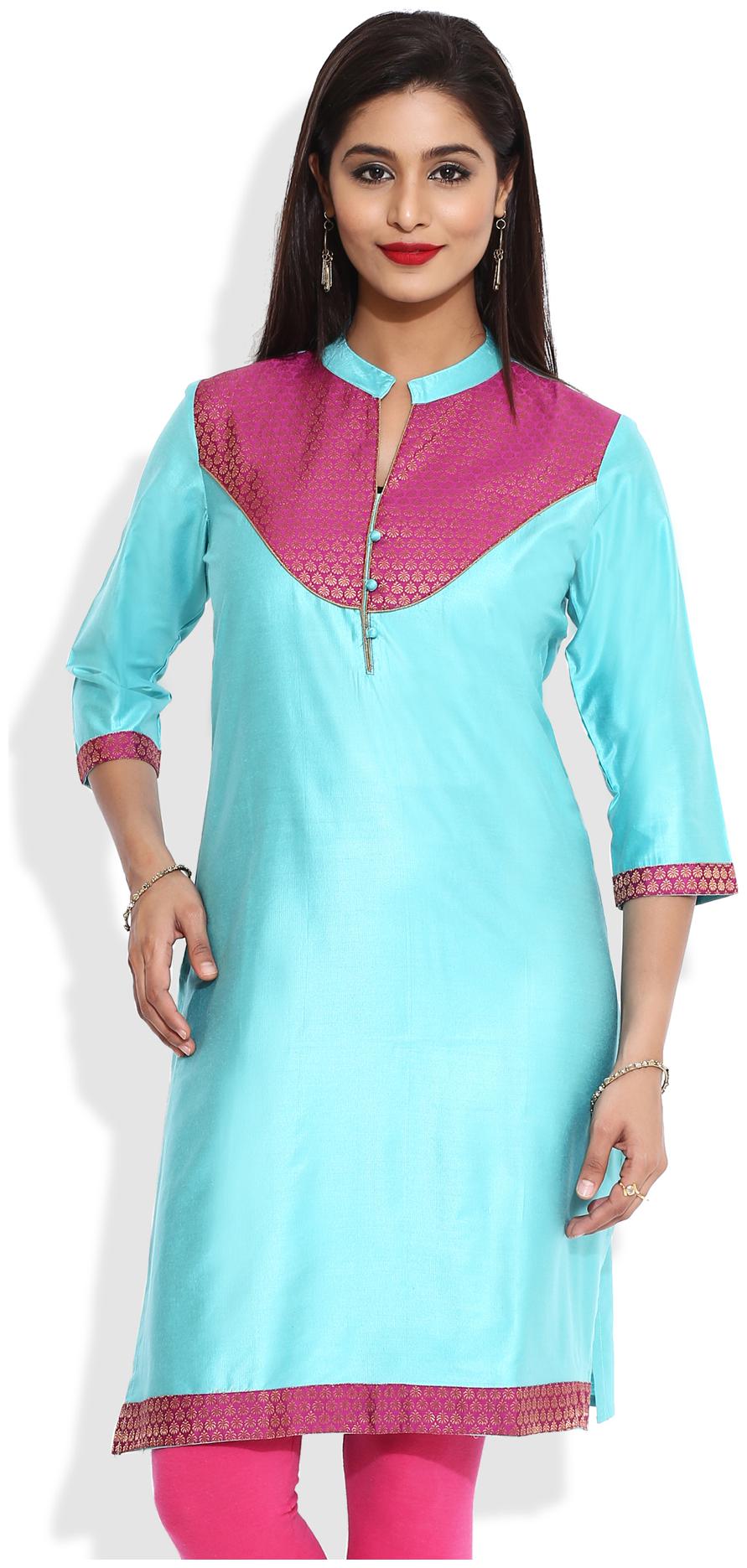 

MYTRI Women Turquoise Printed Straight Kurta