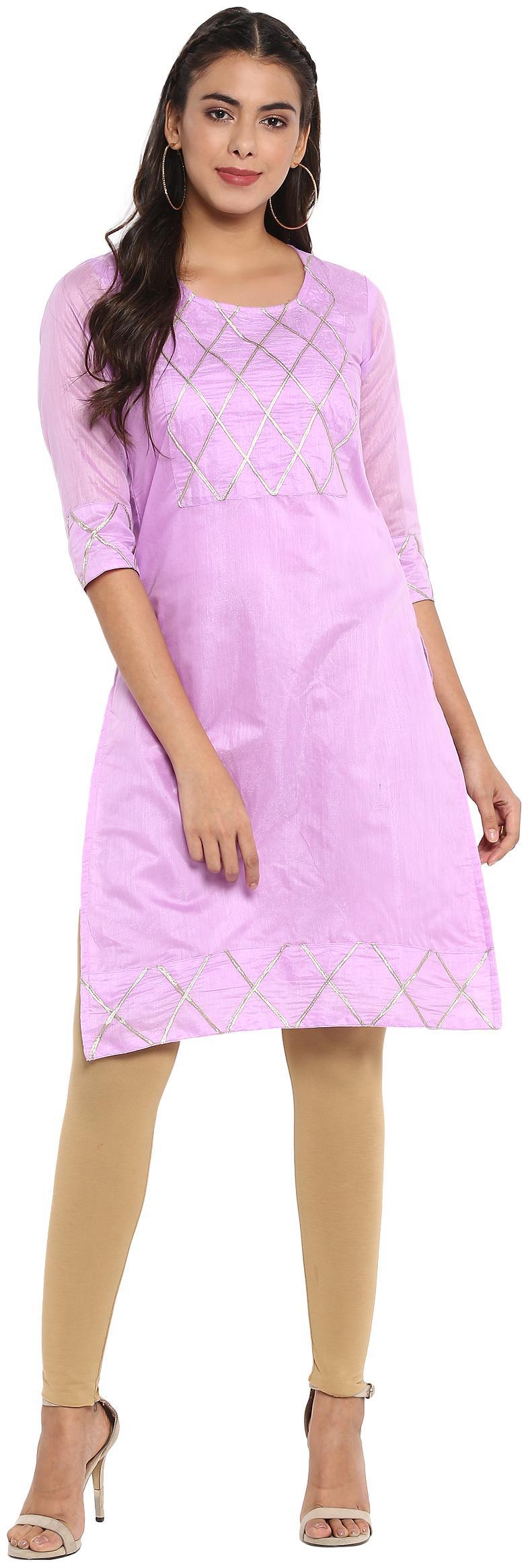 

MYTRI Women Purple Solid Straight Kurti