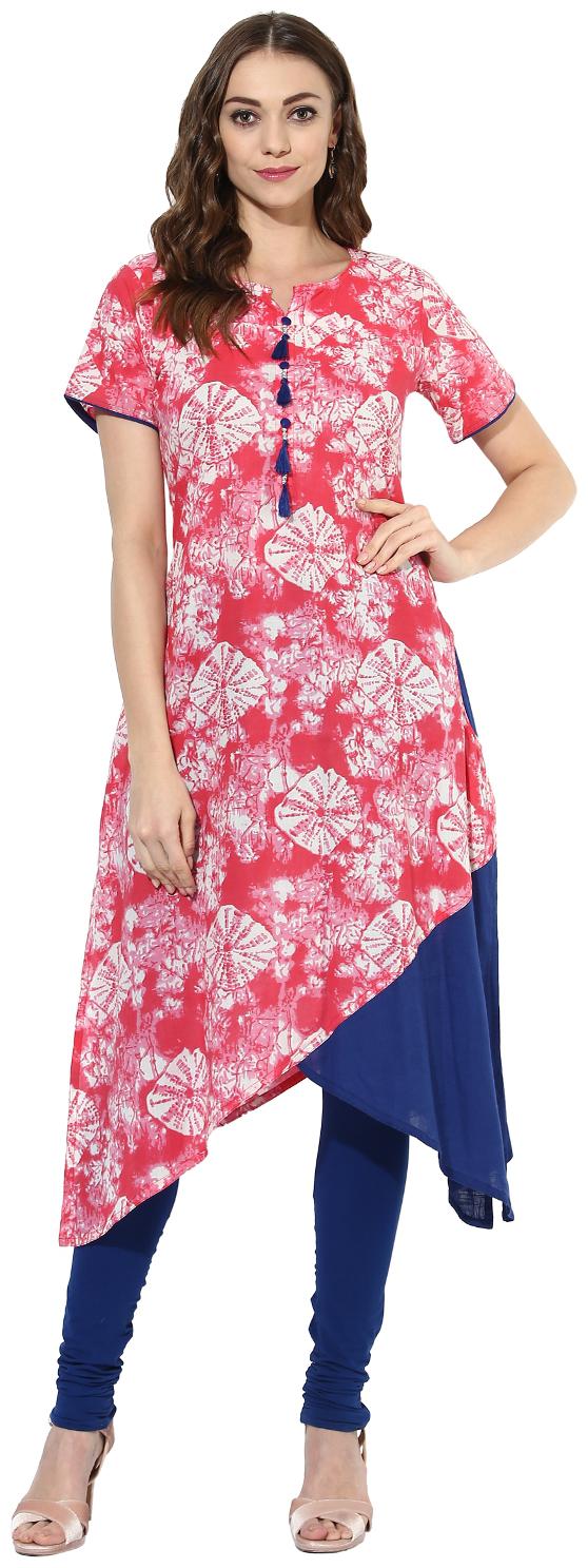 

MYTRI Women Pink Printed Straight Kurta